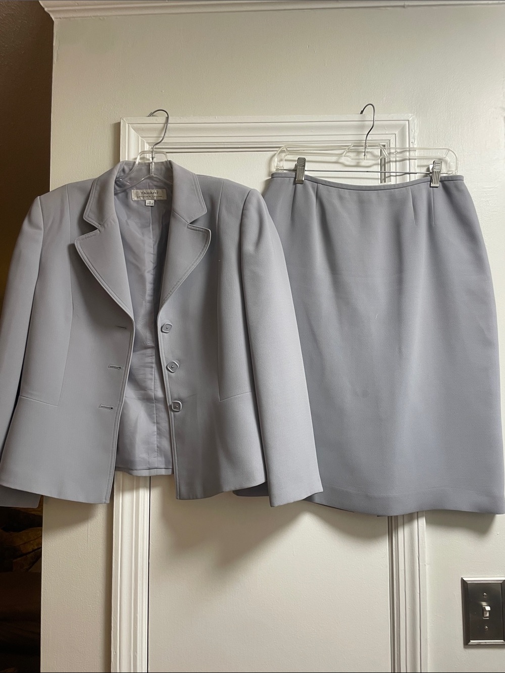 Tahari Light Gray Women's Blazer and Skirt Suit